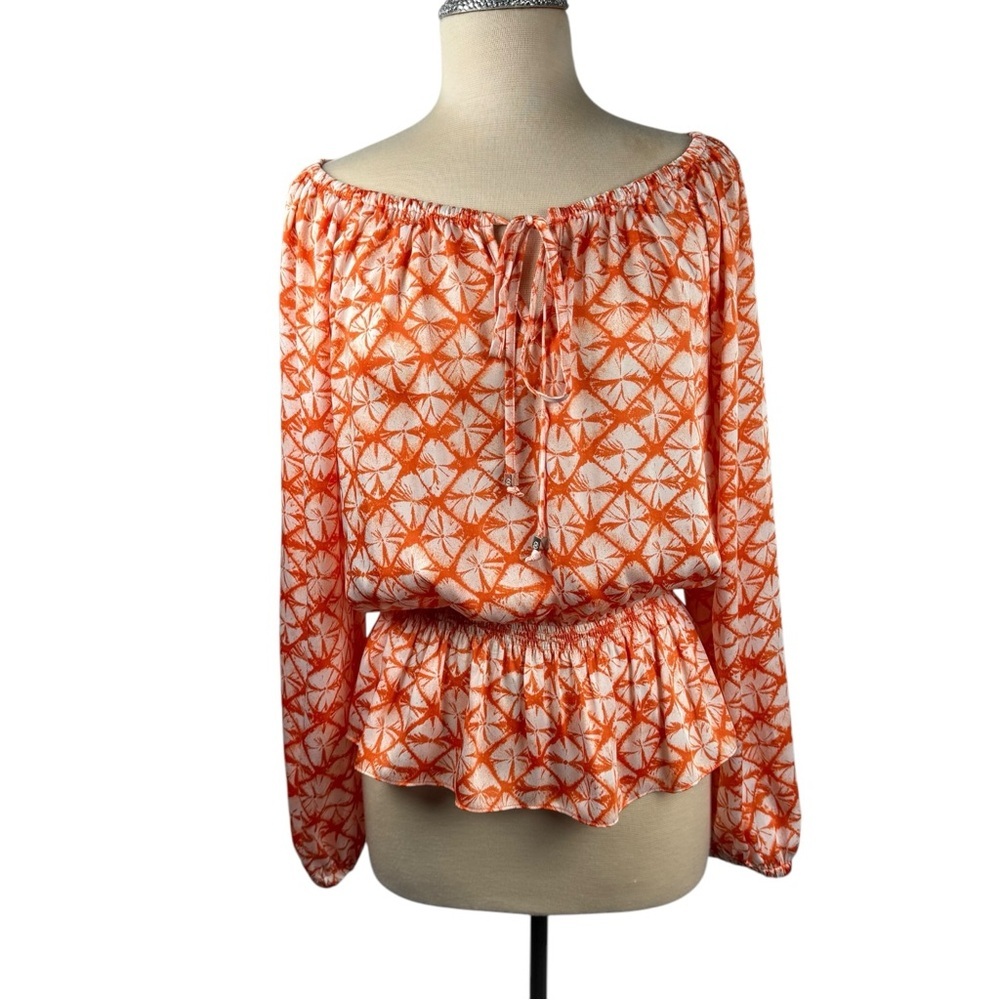 Michael Kors long sleeve‎ M orange Boho top NWT $98
